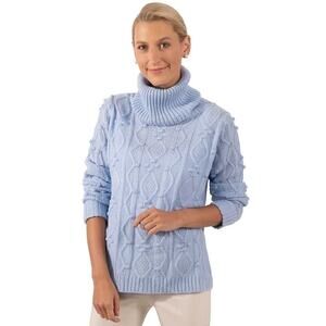 Gretchen Scott Light Blue Knot Enough Turtleneck Sweater Womens Medium